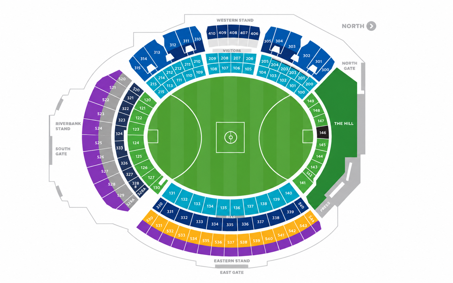 Adelaide Oval seating map