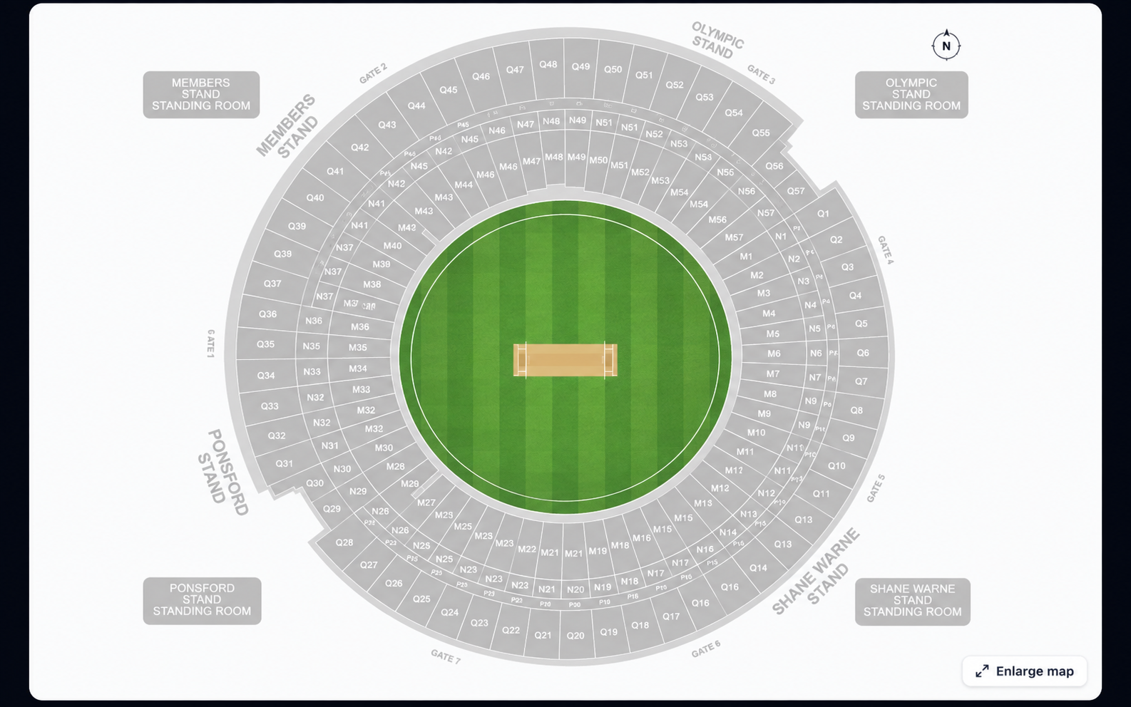 Melbourne Cricket Ground seating map