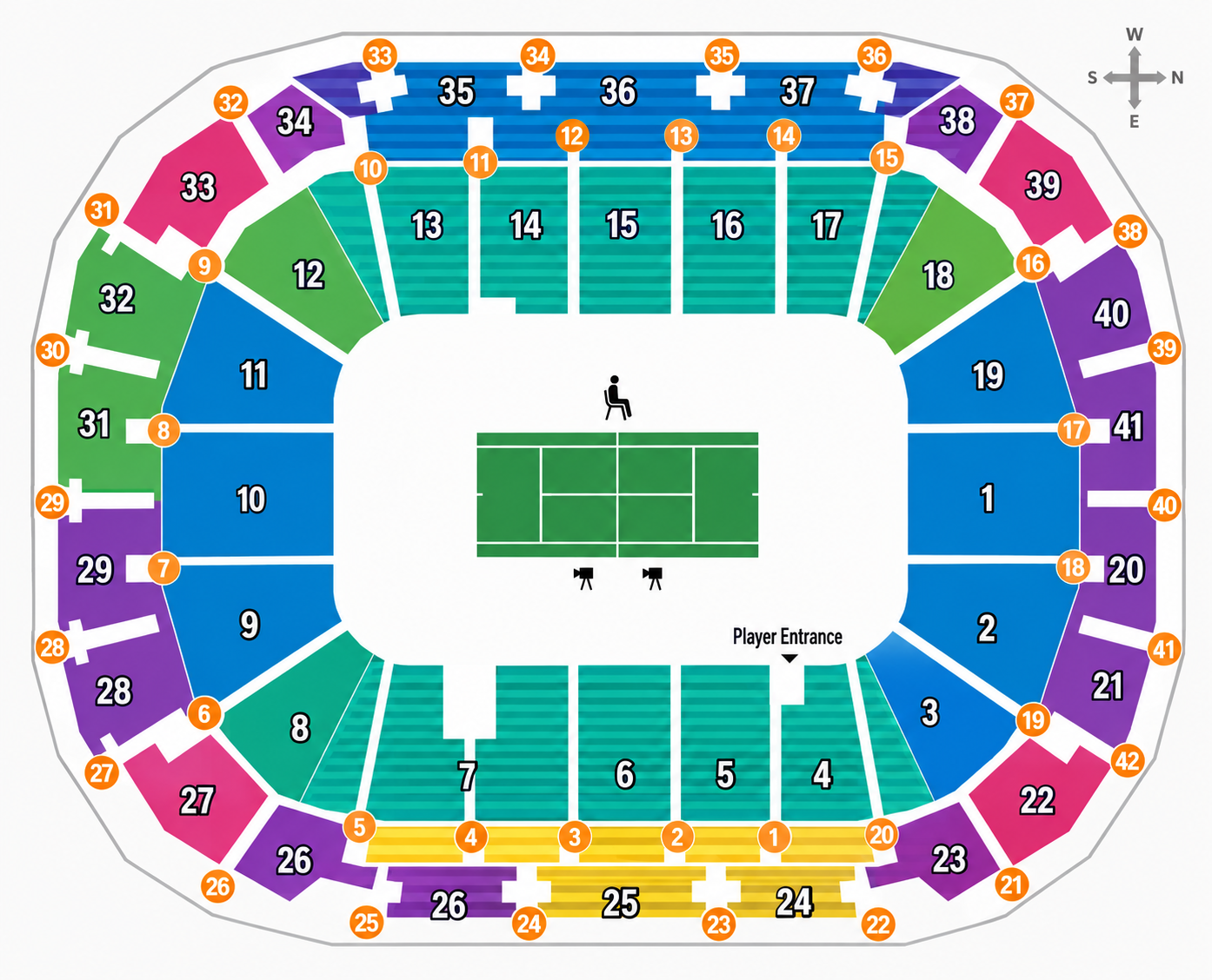 Margaret Court Arena seating map