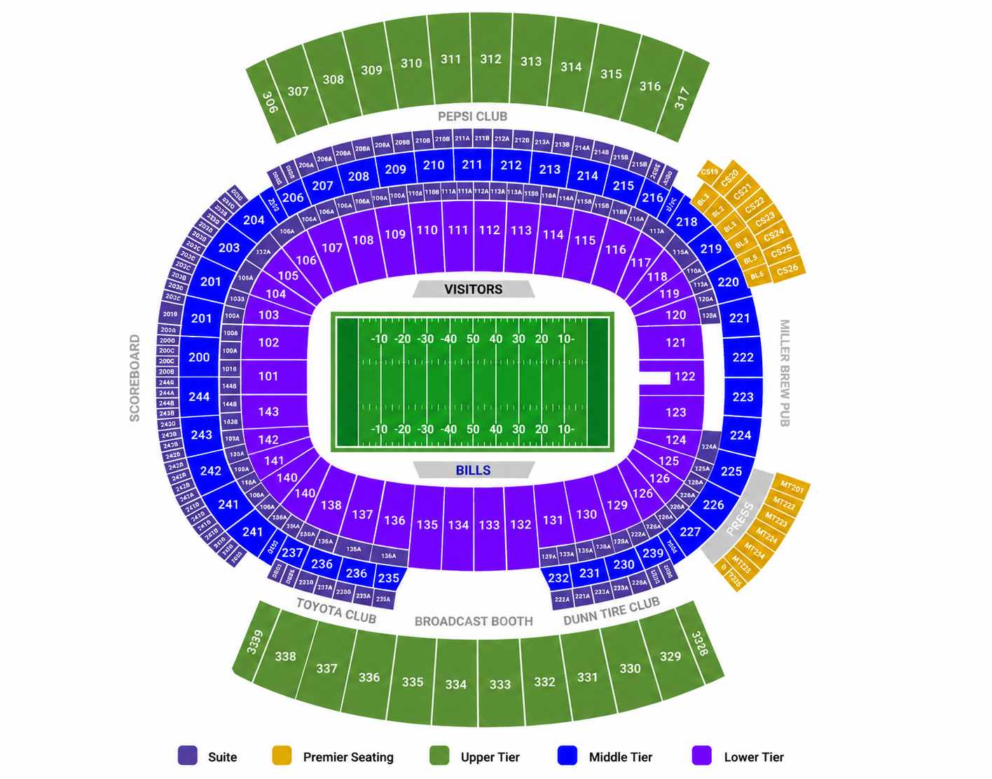 Highmark Stadium seating map