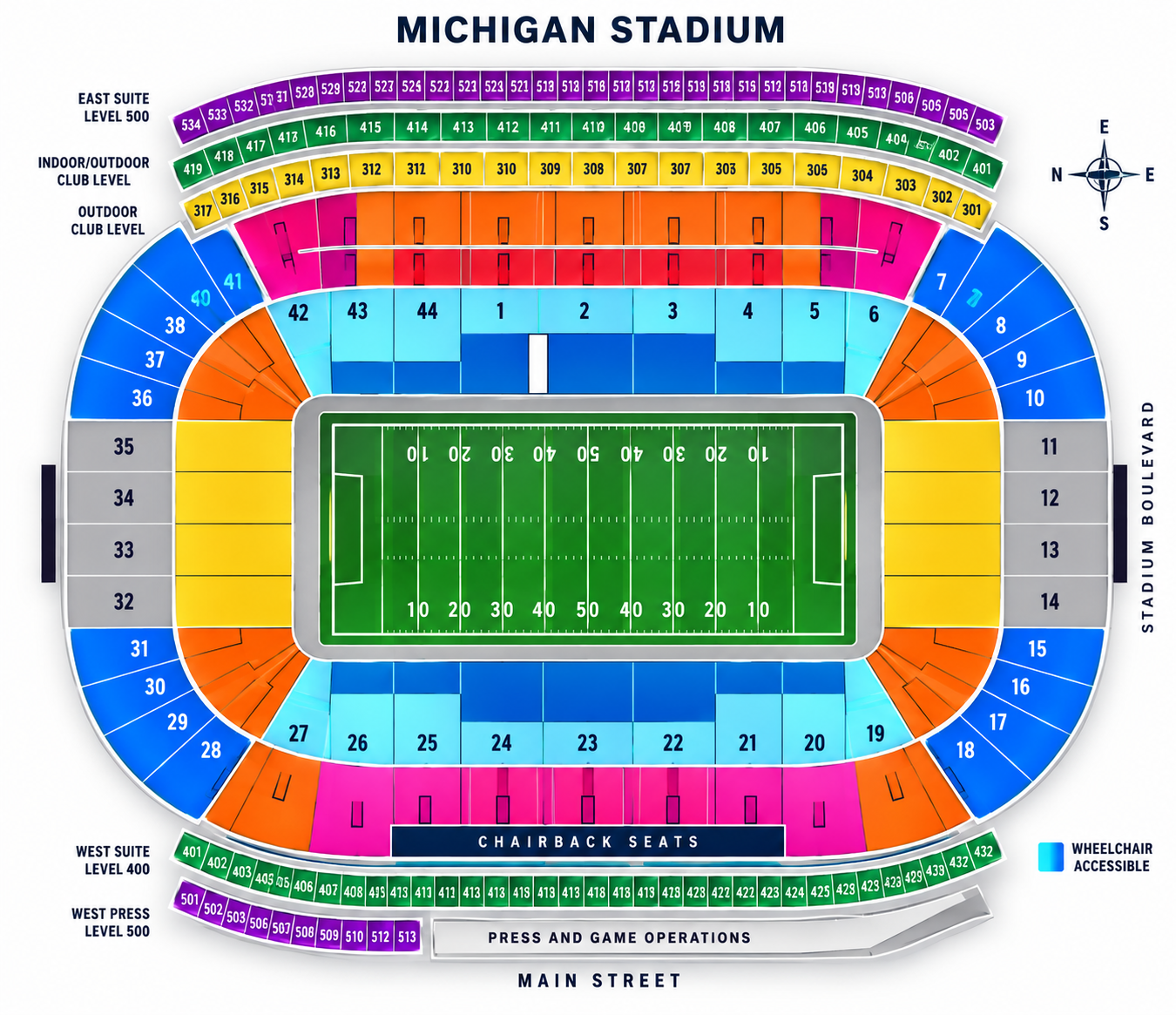 Michigan Stadium seating map