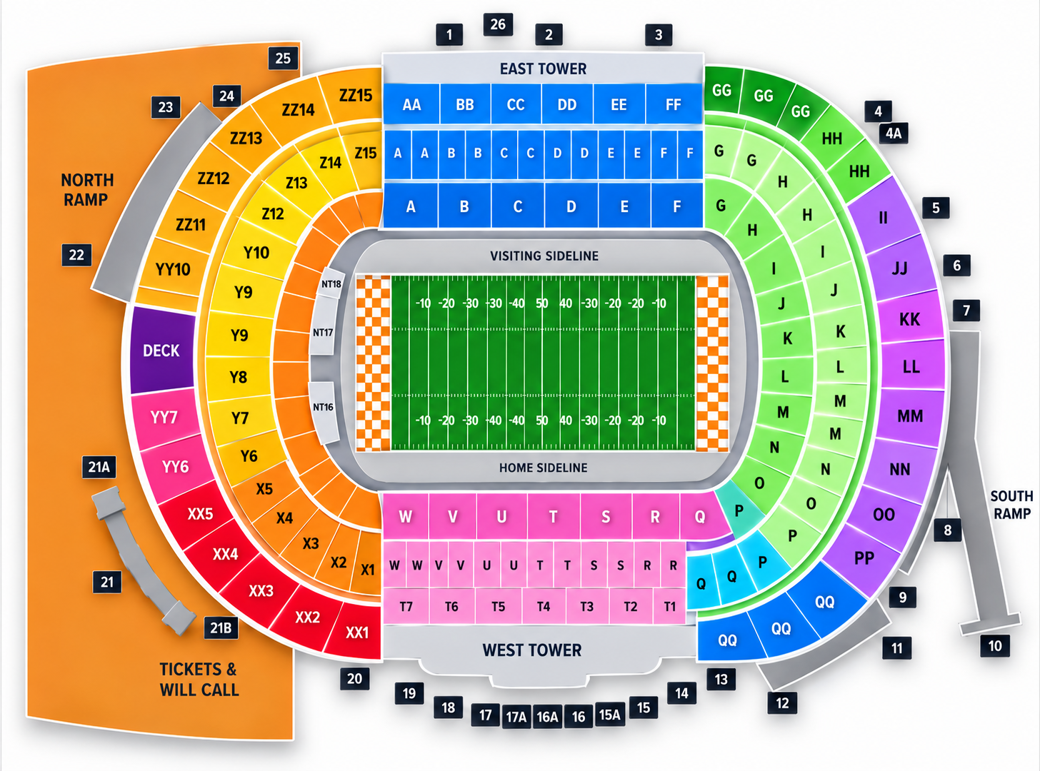 Neyland Stadium seating map