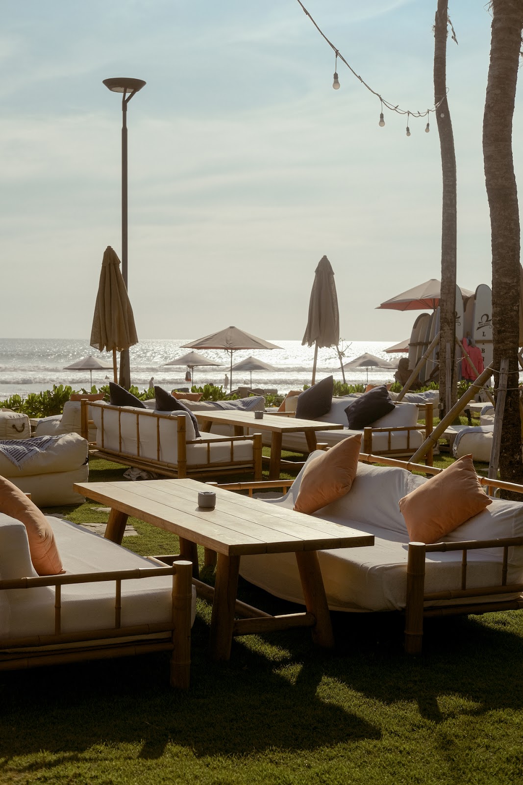 Beach clubs at sundown